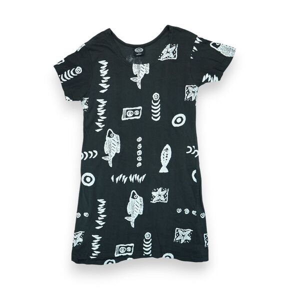 Exist Women's Beach Shirt Tunic Cover Up‎ Fish Design Black Fits Size Small - Picture 1 of 4